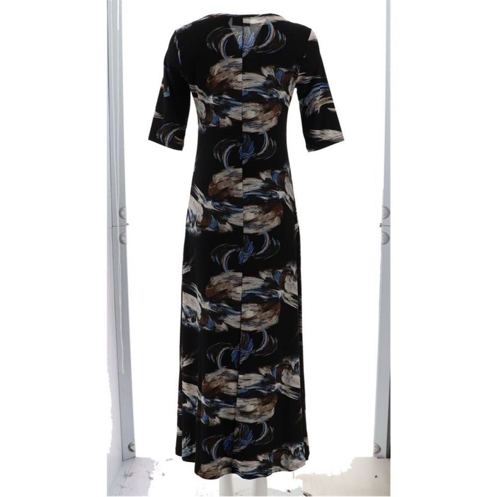 Attitudes Renee Como Jersey Elbow Slv Maxi Dress Navy Brushstroke - Picture 2 of 2